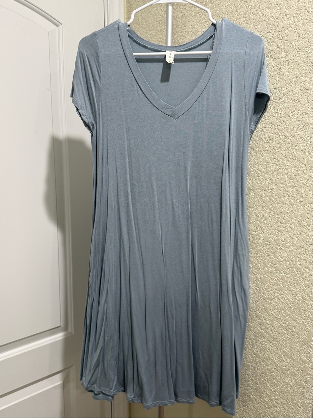 mts Light Blue V-Neck Short Sleeve Midi Dress